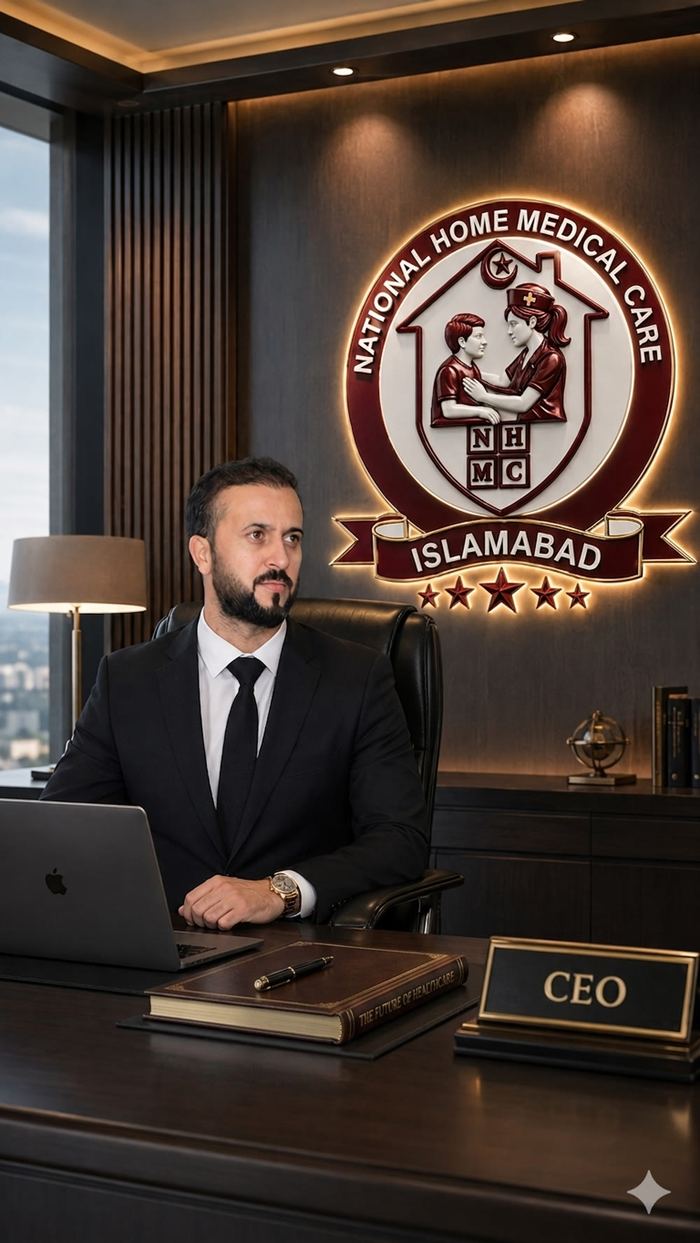 Founder and CEO of National Home Medical Care at the Islamabad office