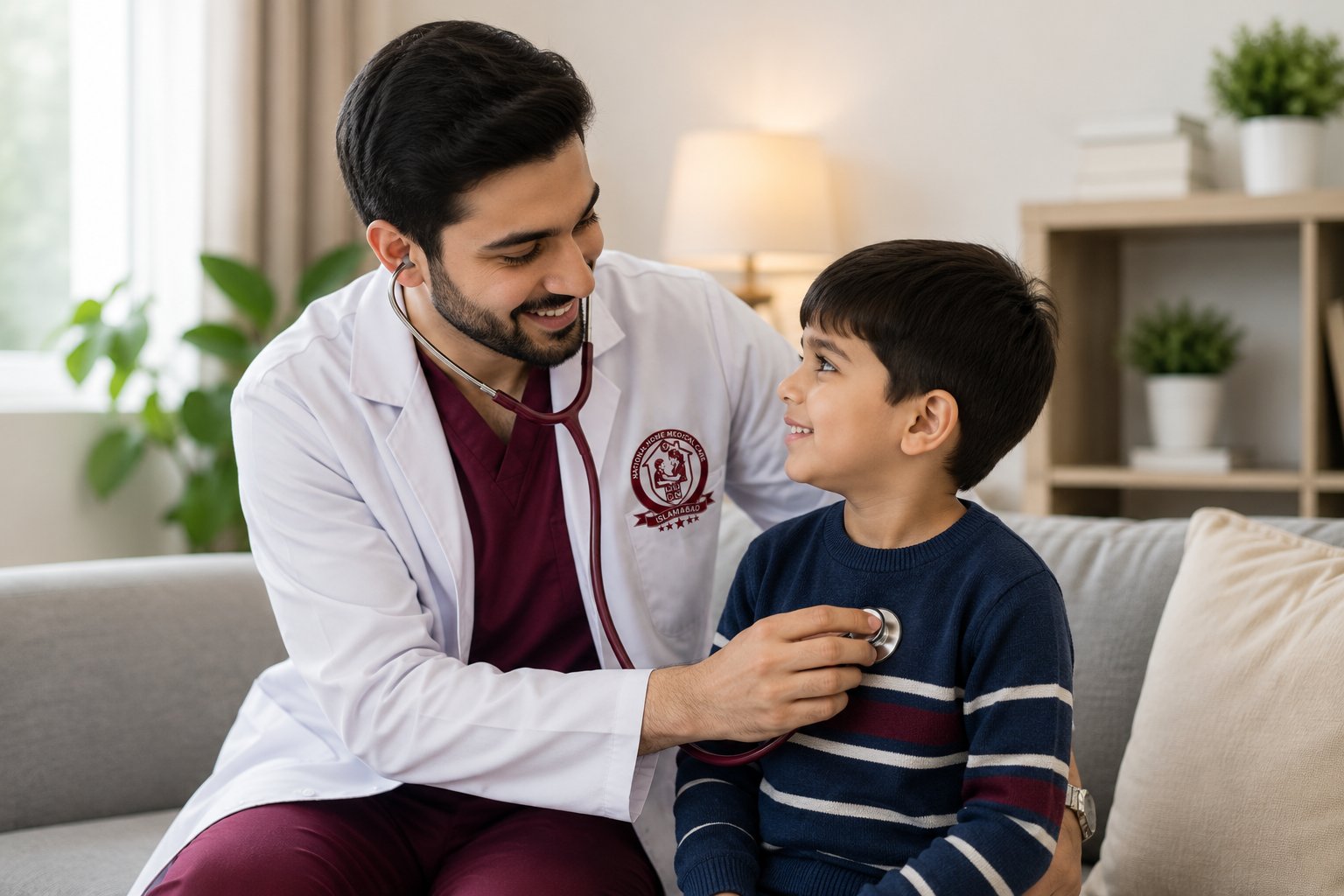 NHMC physician giving a home checkup to a child
